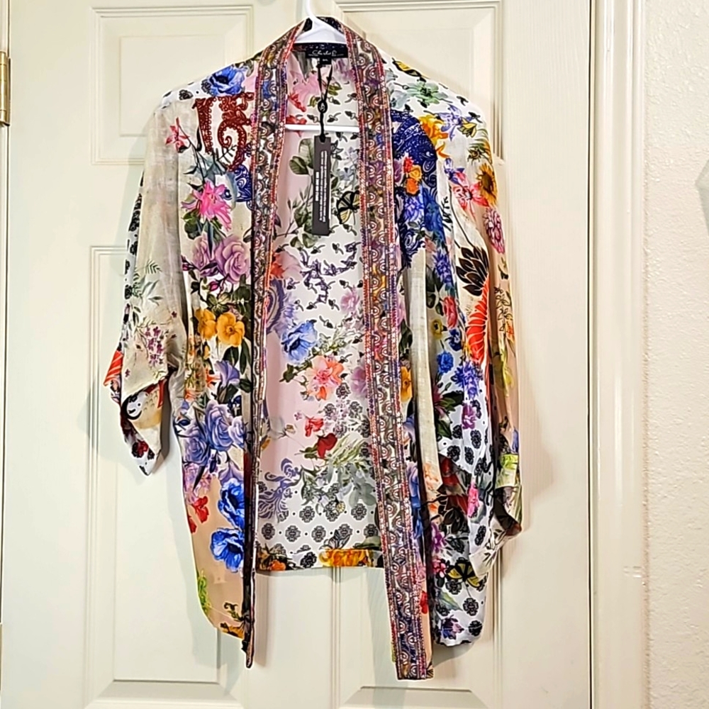 NWT Charlie B Crepe Open Front Cardigan/Kimono
